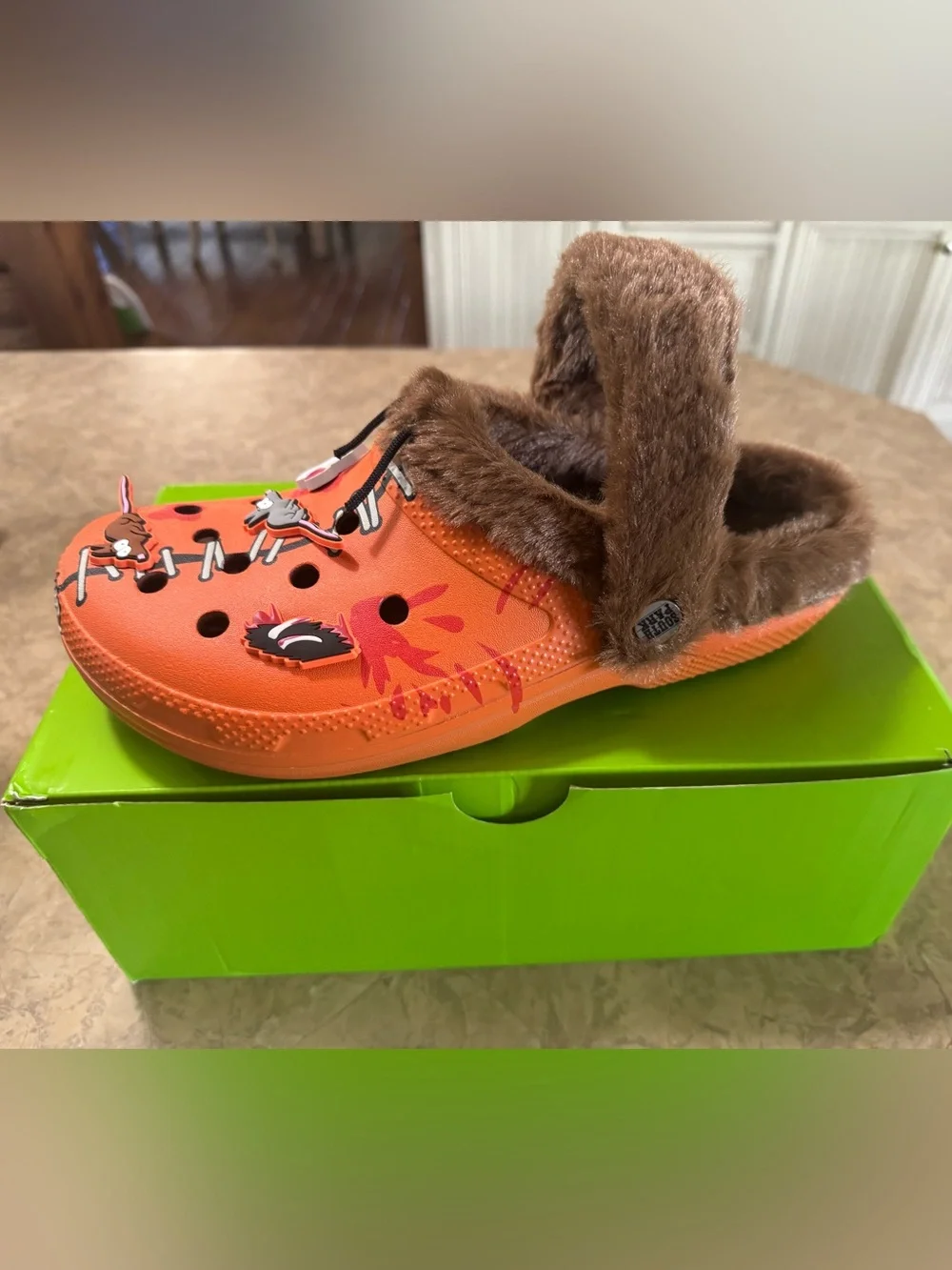 South Park CROCS Kids Orange Faux-Fur Lined Clog with Brown Lining